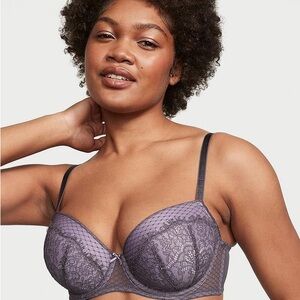 New Victoria Secret Bra 36DDD Purple Lined Demi Dream Angels Lace NWOT